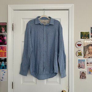 Linen light blue button-up shirt